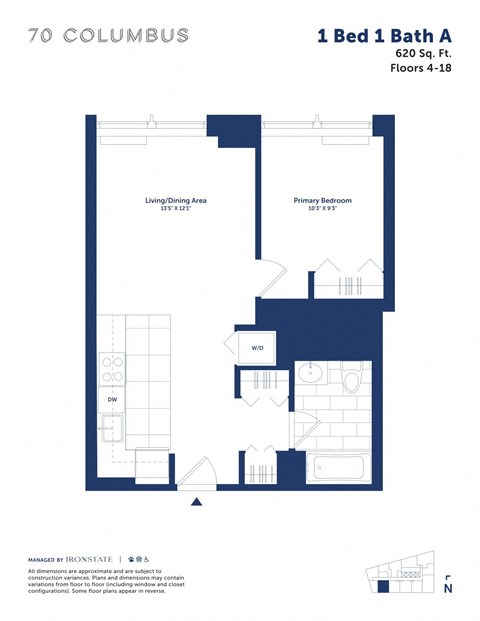 this is a floor plan of a 1 bedroom apartment